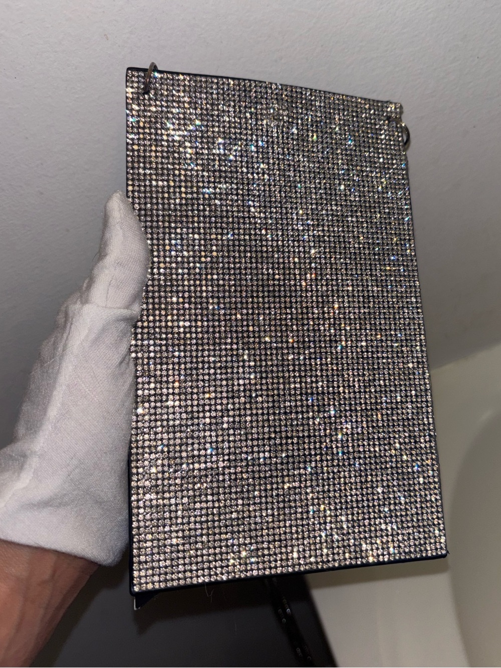 Prima Donna Silver Crystal Rhinestone Phone Leather Wallet Case